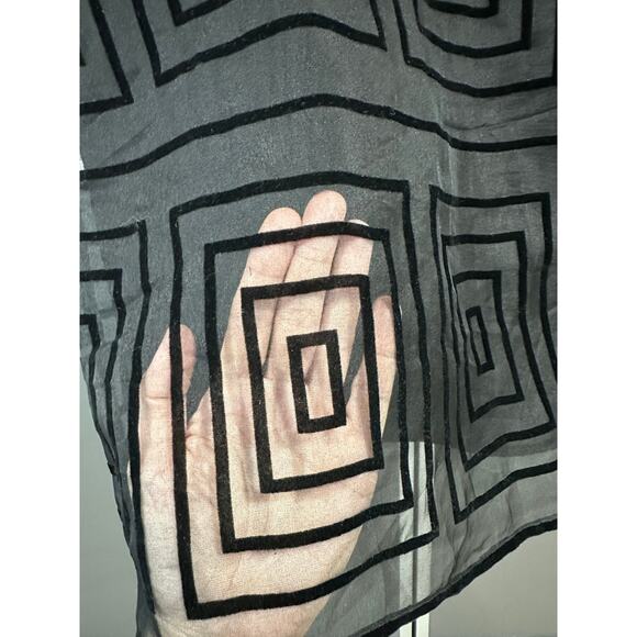 C'est City Women's Silk Blend Black Lined Skirt Burnout Velvet Geometric Print - Picture 2 of 6